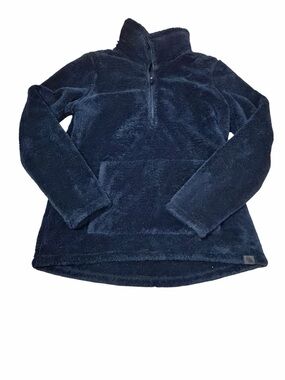 L.L. Bean Navy Plush Teddy Quarter Zip Pullover Jacket size Medium